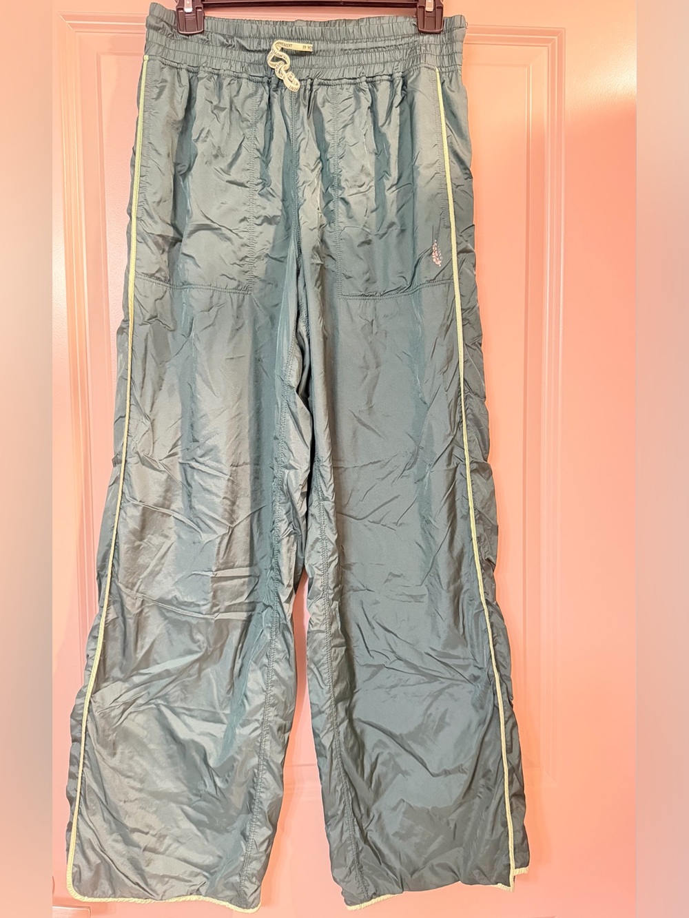 FP Movement by Free People Dark Green Track Pants with Lime Trim
